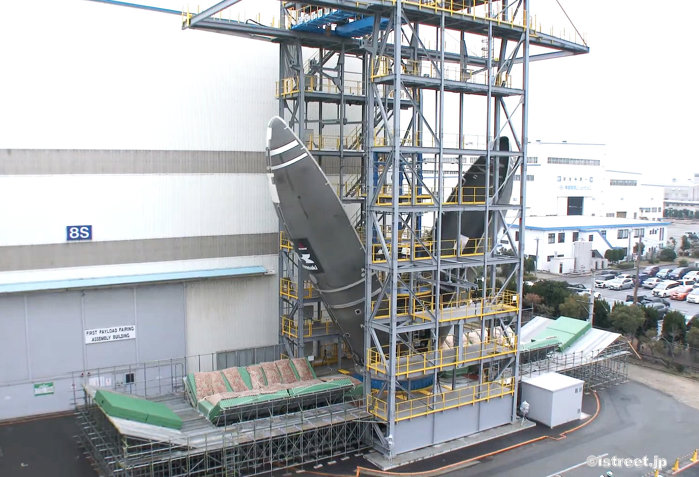 川崎重工フェアリング分離放てき試験の様子